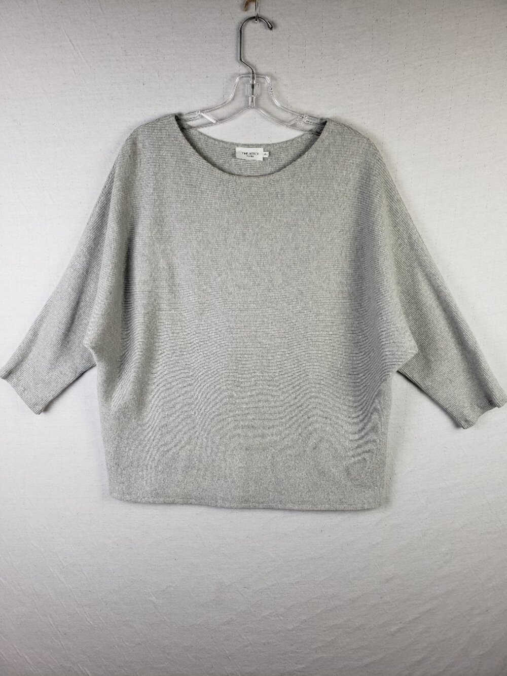 The Reset R Label Sweater Ribbed Knit Pullover Dolman Sleeve Gray Minimal L/XL